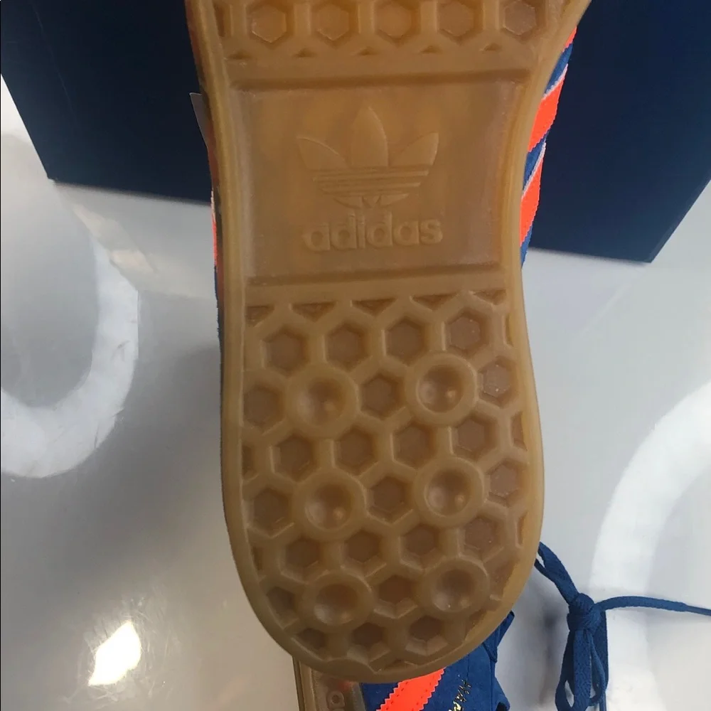 NEW Adidas Hamburg Original Sneakers W 7.5 / M 6.5 Blue Bird/Solar/Gum Orange